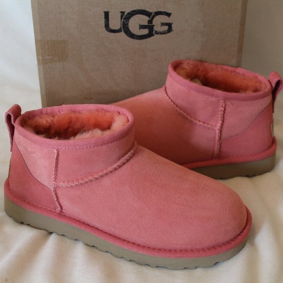 NIB UGG‎ ULTRAMINI SUEDE SHEARLING BOOTS PINK - Picture 7 of 8
